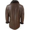Men's 3/4 Duffle Jacket Sheepskin Long Button Zip Warm - Brown