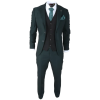 Jasper - Men's 3 Piece Olive Green Suit With Black Waistcoat