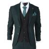 Jasper - Men's 3 Piece Olive Green Suit With Black Waistcoat