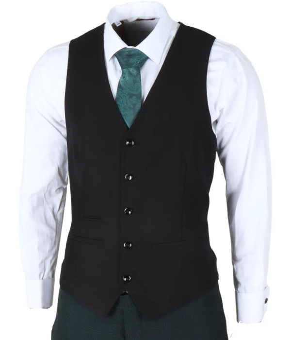 Jasper - Men's 3 Piece Olive Green Suit With Black Waistcoat