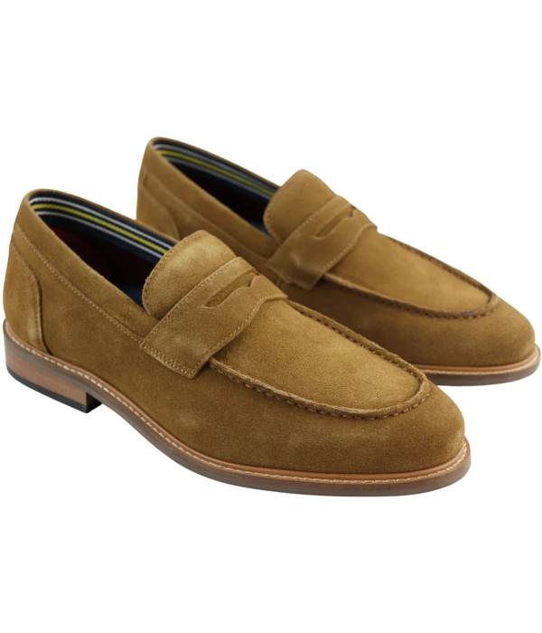 Mens Real Full Suede Slip On Loafers Boat Shoes Tan Smart Casual Classic Comfort Fit