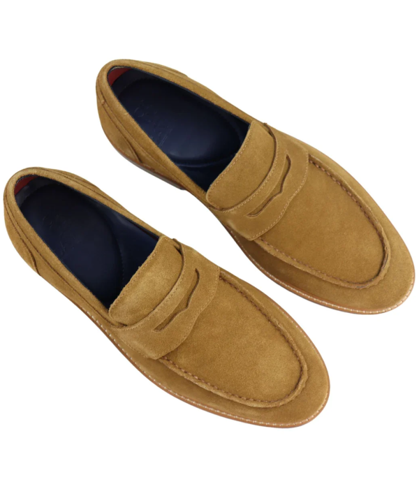 Mens Real Full Suede Slip On Loafers Boat Shoes Tan Smart Casual Classic Comfort Fit