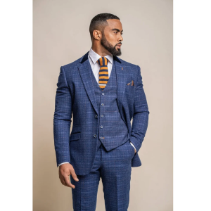 Kaiser – Men’s Tweed Check Blue Blazer