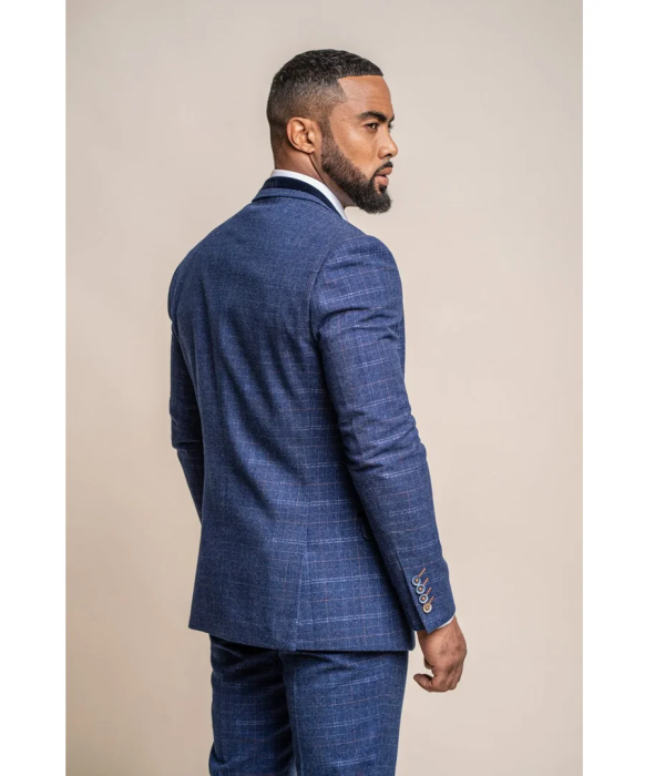 Kaiser - Men's Tweed Check Blue Blazer