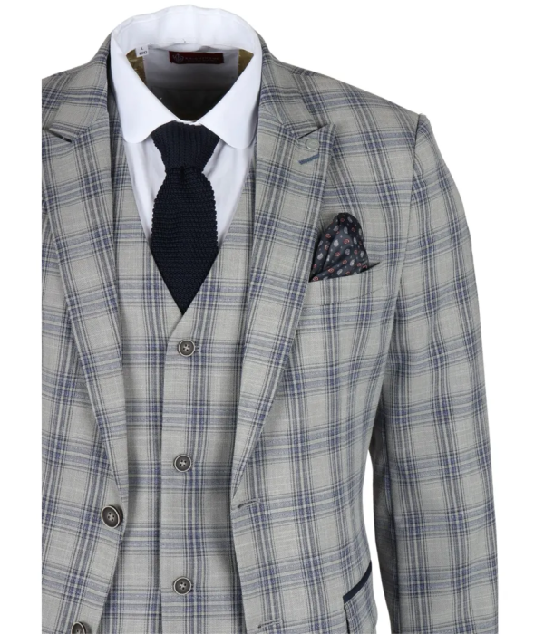 Knight - Men's Grey Blue Checked Blazer