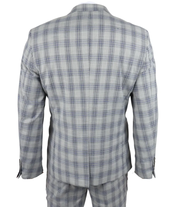 Knight - Men's Grey Blue Checked Blazer