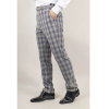 Knight - Men's Grey Blue Checked Trousers