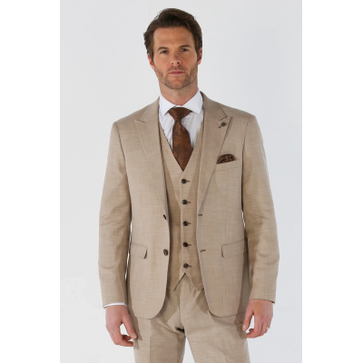 Kurt - Men's Beige Tailored Fit Blazer