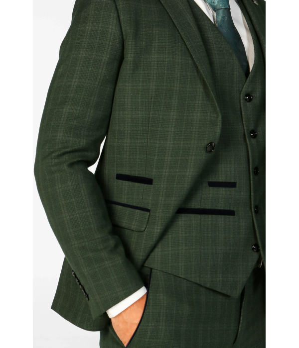 Leo - Men's Green Checked Tailored Fit Blazer