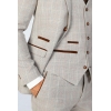 Leo - Men's Beige 3 Piece Checked Tailored Fit Suit