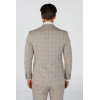 Leo - Men's Beige 3 Piece Checked Tailored Fit Suit