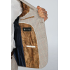 Leo - Men's Beige 3 Piece Checked Tailored Fit Suit