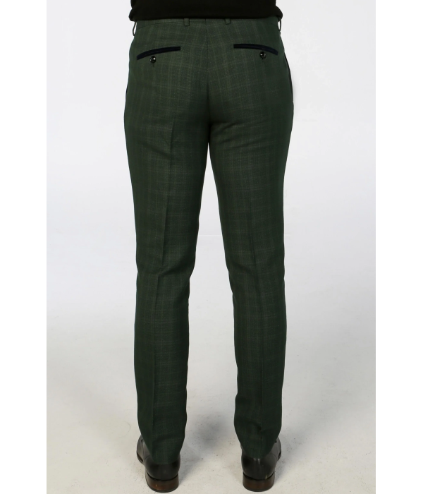 Leo - Men's Green 3 Piece Checked Tailored Fit Suit