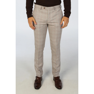 Leo – Men’s Beige Checked Trousers