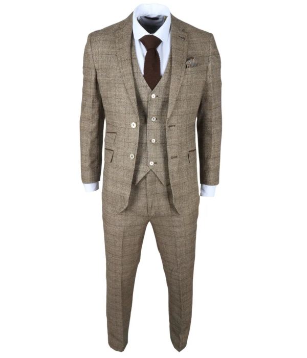 Liam - Men's 3 Piece Brown Checked Suit