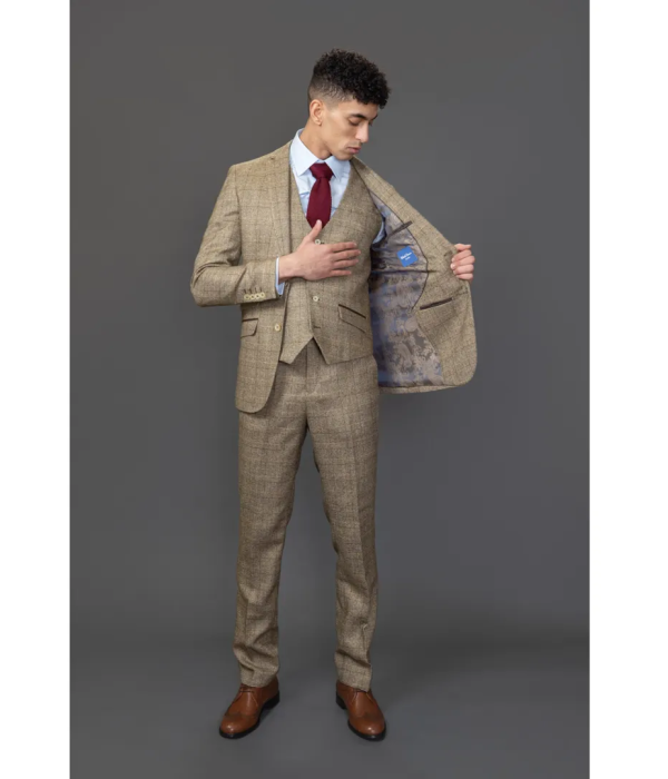 Liam - Men's 3 Piece Brown Checked Suit