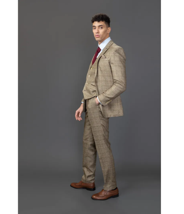 Liam - Men's 3 Piece Brown Checked Suit