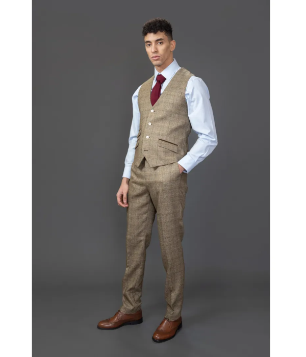 Liam - Men's 3 Piece Brown Checked Suit