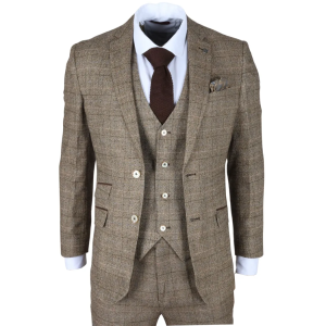 Liam – Men’s 3 Piece Brown Checked Suit