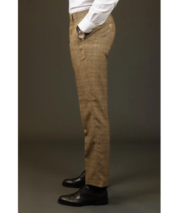 Liam - Men's Brown Checked Trousers