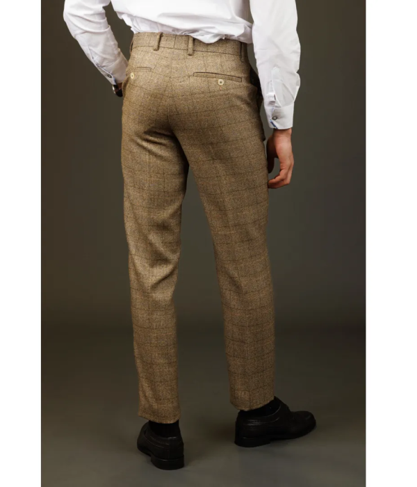 Liam - Men's Brown Checked Trousers