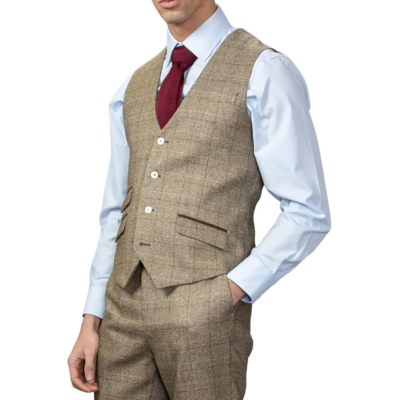 Liam - Men's Brown Check Waistcoat