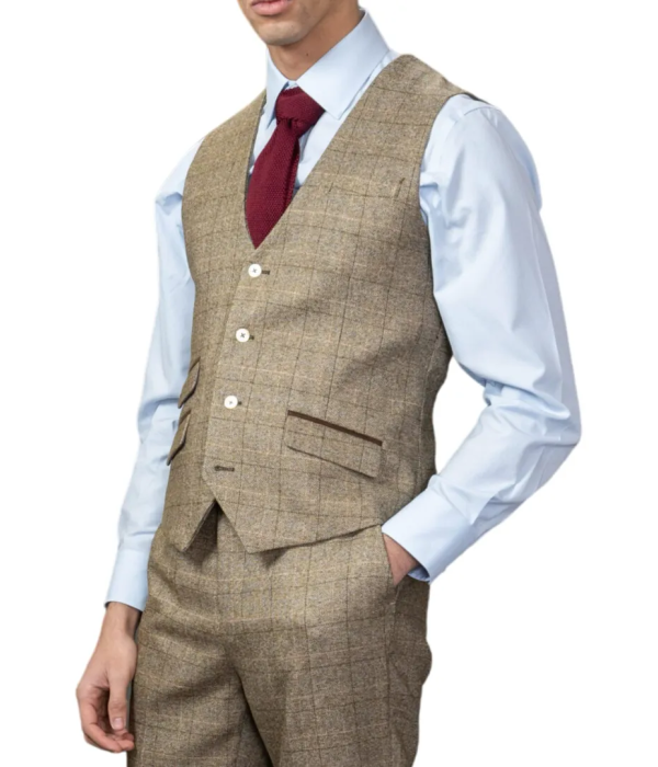 Liam - Men's Brown Check Waistcoat