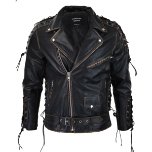 Men’s Live To Ride Cow Hide Leather Jacket Original Cross Zip Brando Biker Motorcycle