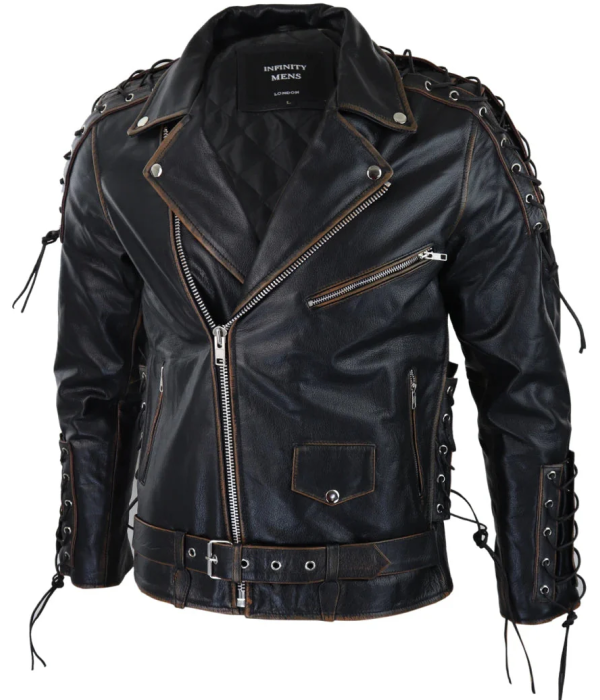 Men's Live To Ride Cow Hide Leather Jacket Original Cross Zip Brando Biker Motorcycle