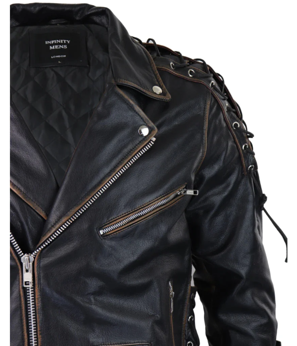 Men's Live To Ride Cow Hide Leather Jacket Original Cross Zip Brando Biker Motorcycle