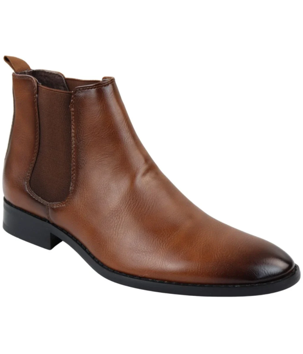 Men's Chelsea Slip On Tan Ankle Boots