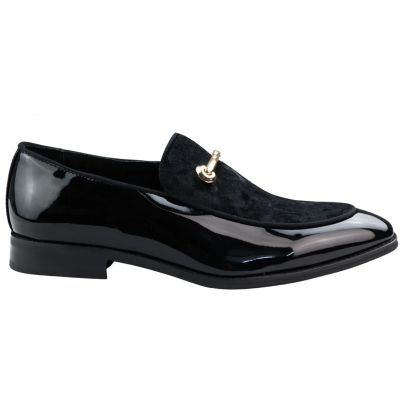 Men's Moccasin Loafers Shoes Leather Black Lined Slip On Velvet Smart Formal Shoe