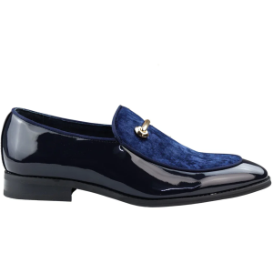 Men’s Moccasin Loafers Shoes Leather Blue Lined Slip On Velvet Smart Formal Shoe