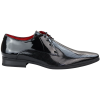 Mens Shoes Smart Formal Perforated Pointed Laced Black Patent Leather PU