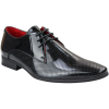 Mens Shoes Smart Formal Perforated Pointed Laced Black Patent Leather PU