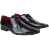 Mens Shoes Smart Formal Perforated Pointed Laced Black Patent Leather PU