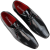 Mens Shoes Smart Formal Perforated Pointed Laced Black Patent Leather PU