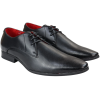 Mens Shoes Smart Formal Perforated Pointed Laced Black Leather PU