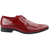 Mens Shoes Smart Formal Perforated Pointed Laced Red Patent Leather PU