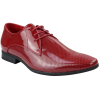 Mens Shoes Smart Formal Perforated Pointed Laced Red Patent Leather PU