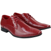 Mens Shoes Smart Formal Perforated Pointed Laced Red Patent Leather PU