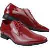 Mens Shoes Smart Formal Perforated Pointed Laced Red Patent Leather PU