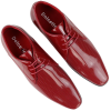 Mens Shoes Smart Formal Perforated Pointed Laced Red Patent Leather PU