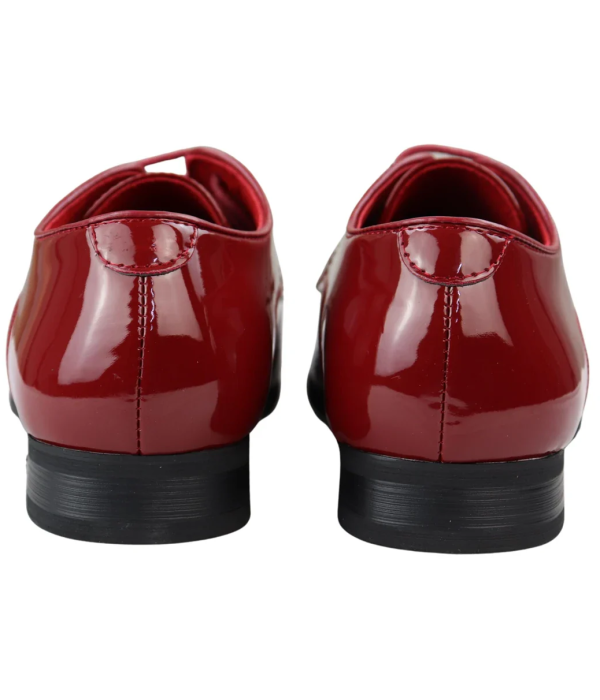 Mens Shoes Smart Formal Perforated Pointed Laced Red Patent Leather PU