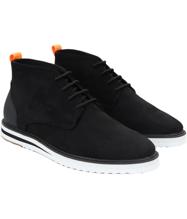 Men's Lace Up Suede Desert Black Boots