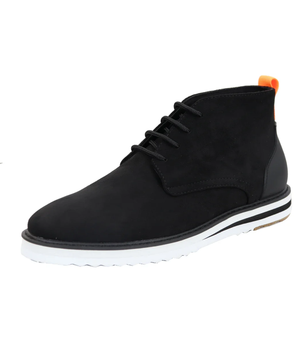 Men's Lace Up Suede Desert Black Boots