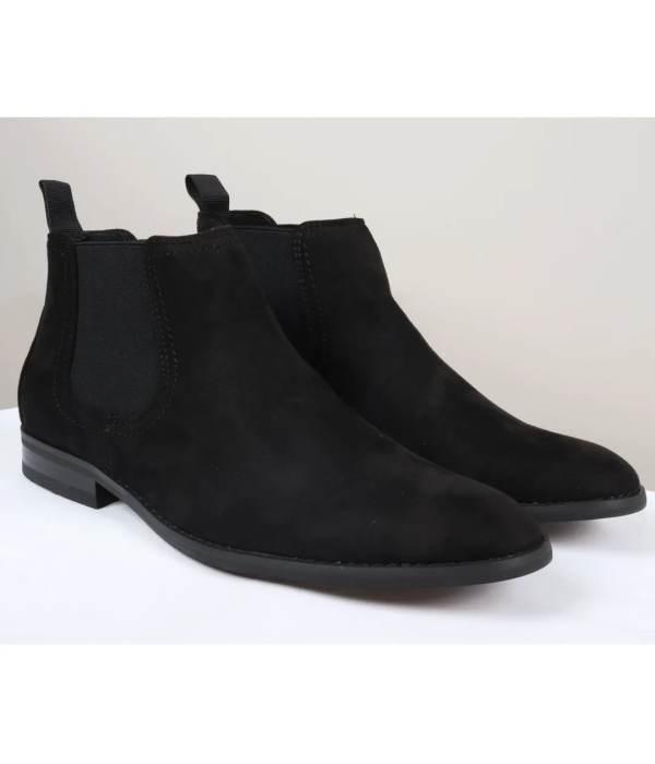 Men's Slip On Black Suede Leather Lined Chelsea Boots