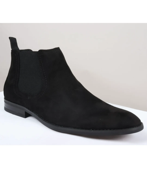 Men's Slip On Black Suede Leather Lined Chelsea Boots