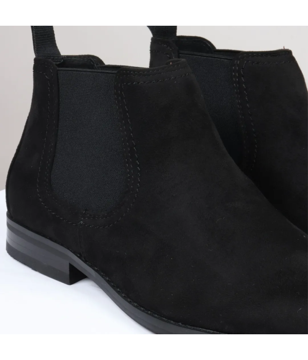 Men's Slip On Black Suede Leather Lined Chelsea Boots