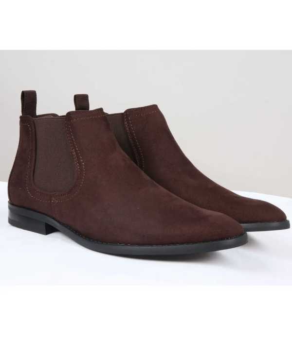 Men's Slip On Brown Suede Leather Lined Chelsea Boots